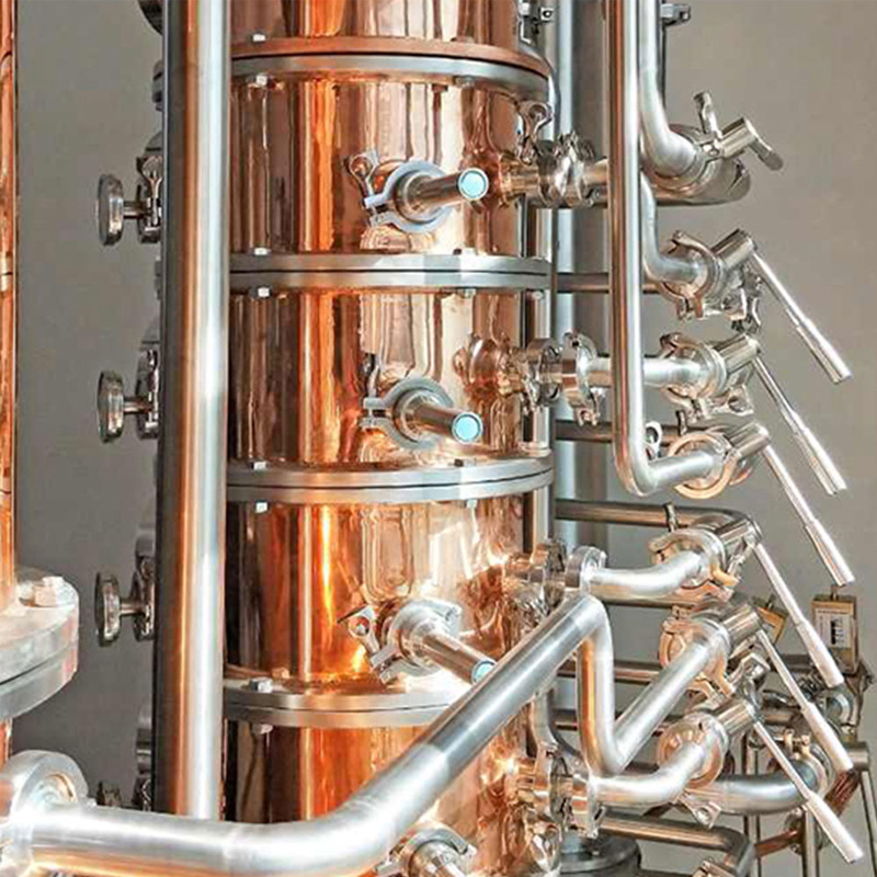 Close up of details of the brewing equipment in the factory