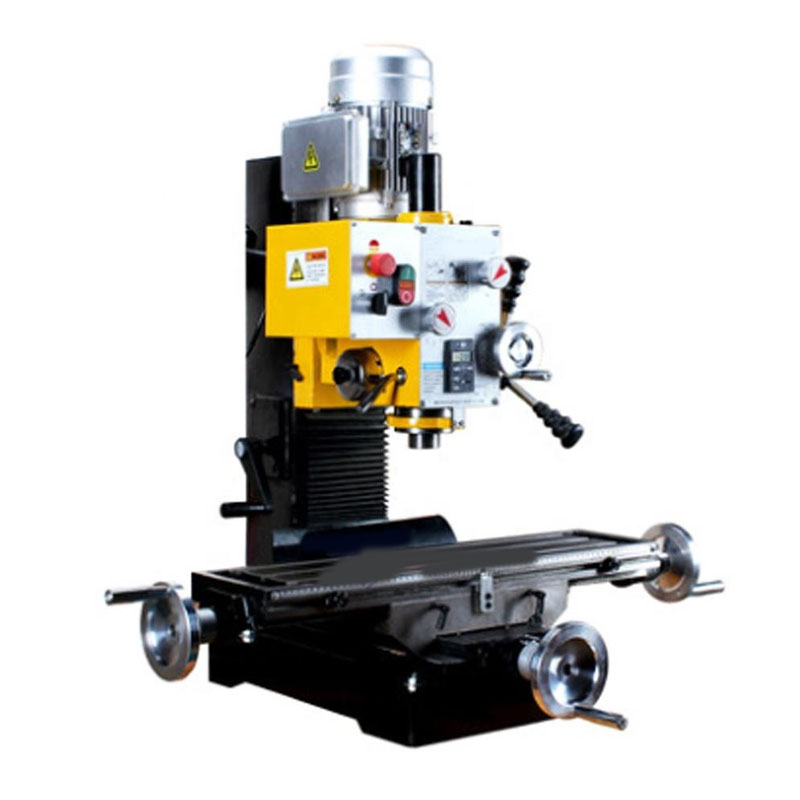 Benchtop mill drill combo processing small aluminum parts.