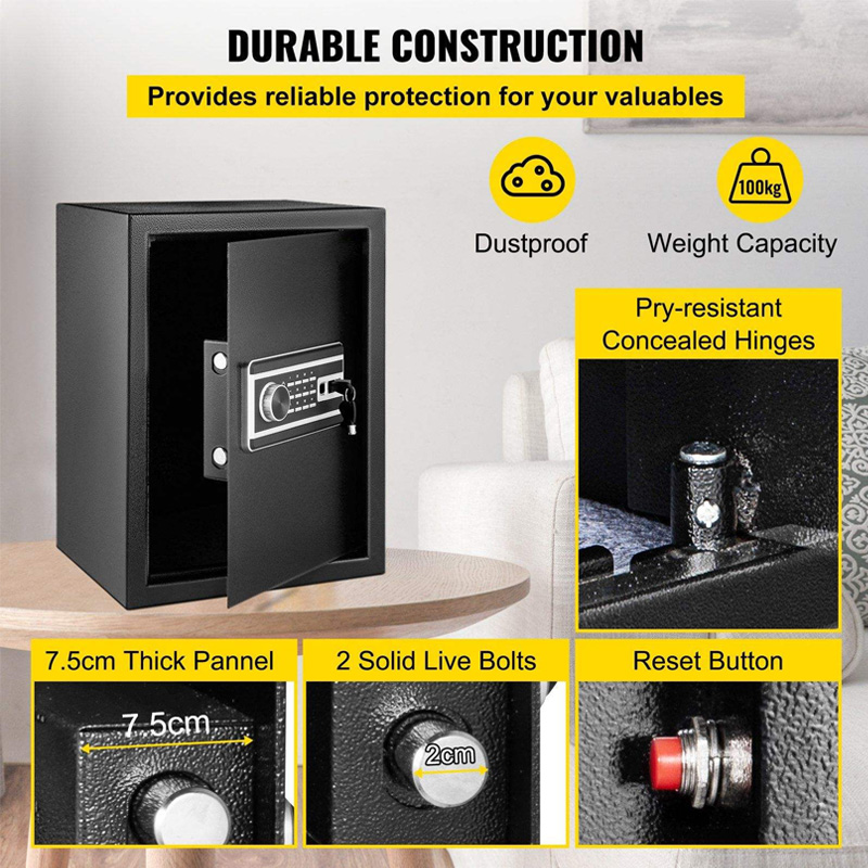 A detailed shot of the thick door or wall edge, highlighting the multi-bolt mechanism and the robust, fire-resistant construction materials.