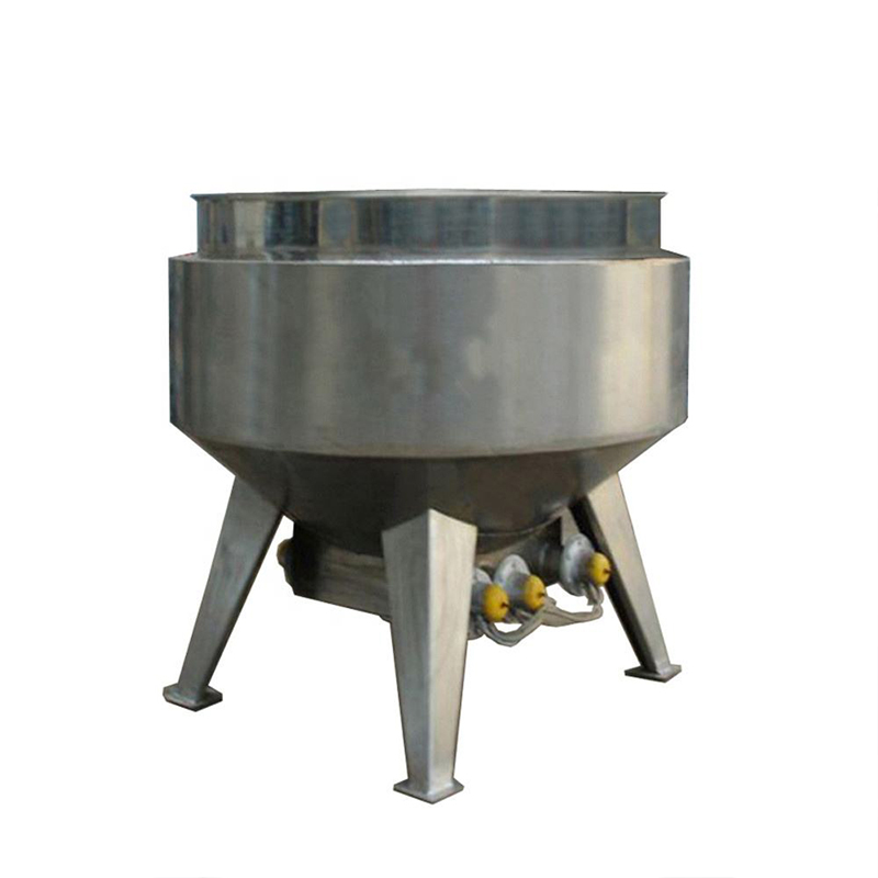 This is a simpler industrial jacketed kettle, also with a three-legged structure.