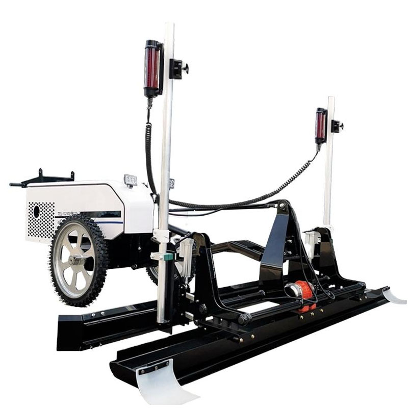 Laser Screed dual control precision leveling concrete finishing equipment working on floor.