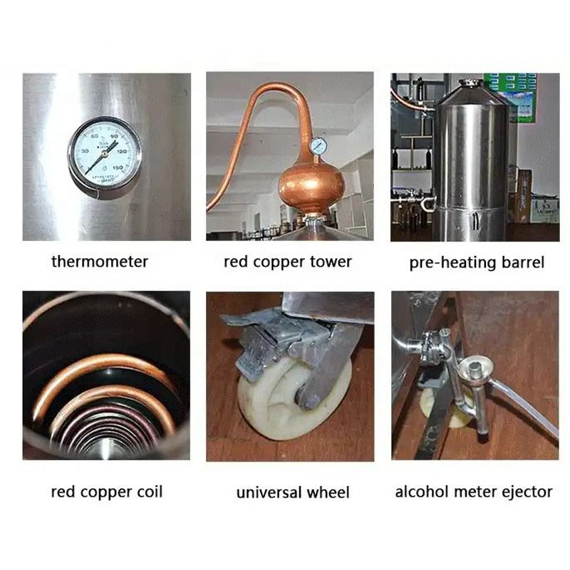 Compact home distillery equipment for high purity spirit and essential oil.