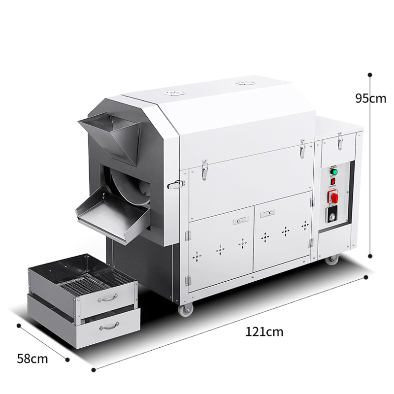 Dimensions of a stainless steel chestnut roasting machine