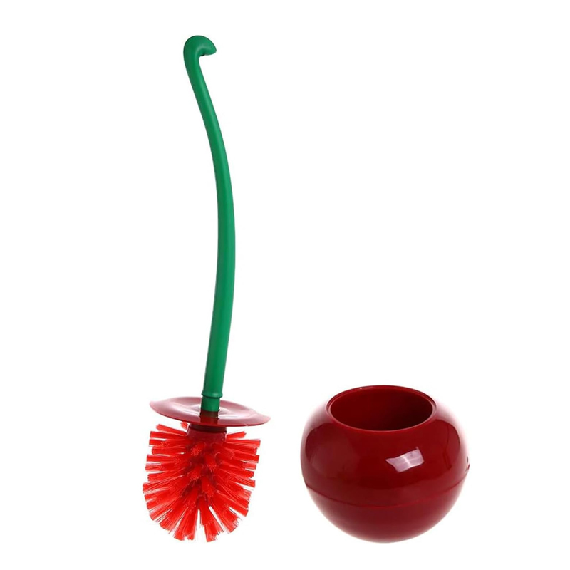 Red Cherry Toilet Brush Set Deep Cleaning Restroom Supplies