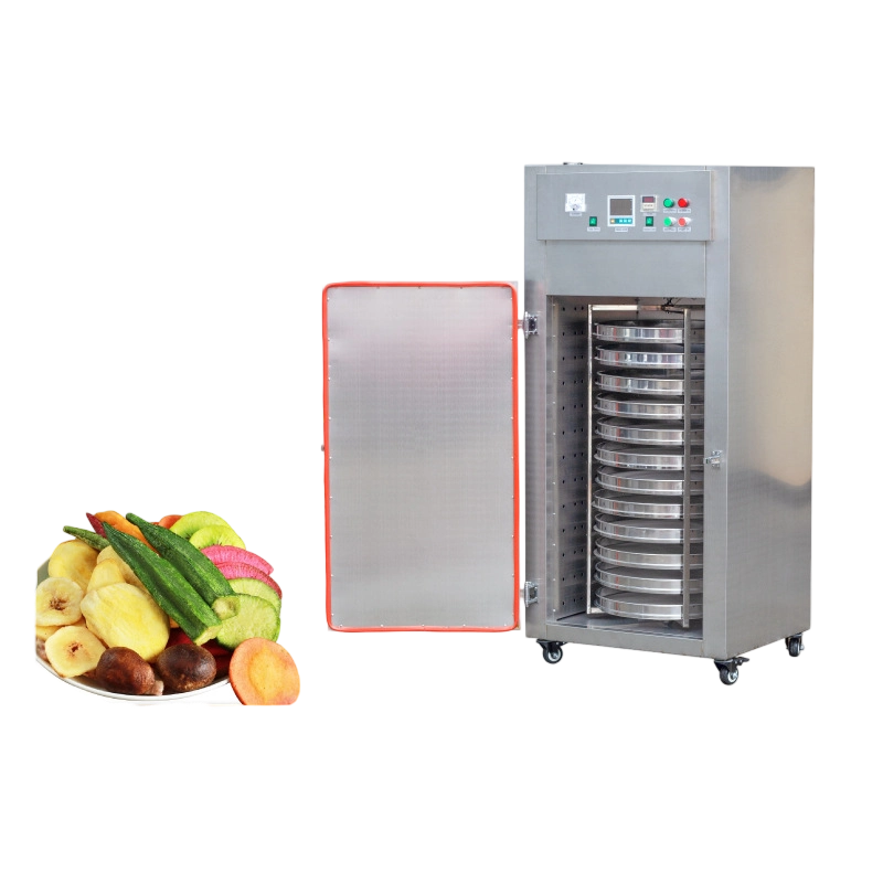 The Rotary Fruit and Vegetable Dryer is made of food-grade stainless steel.