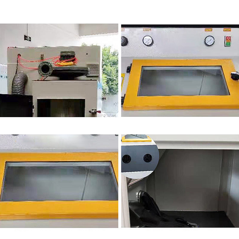 Close-up details of a wet dust-free sandblasting machine.