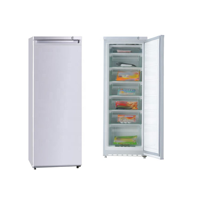 The drawer-style upright freezer allows easy adjustment of the freezing temperature.