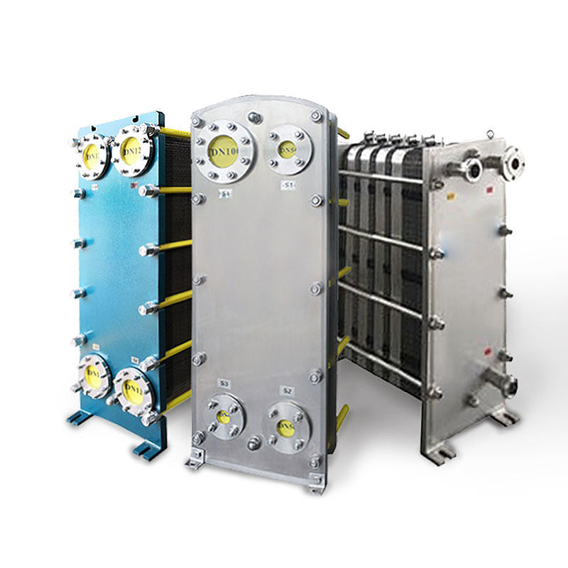 SS304 plate heat exchanger with welded connections.
