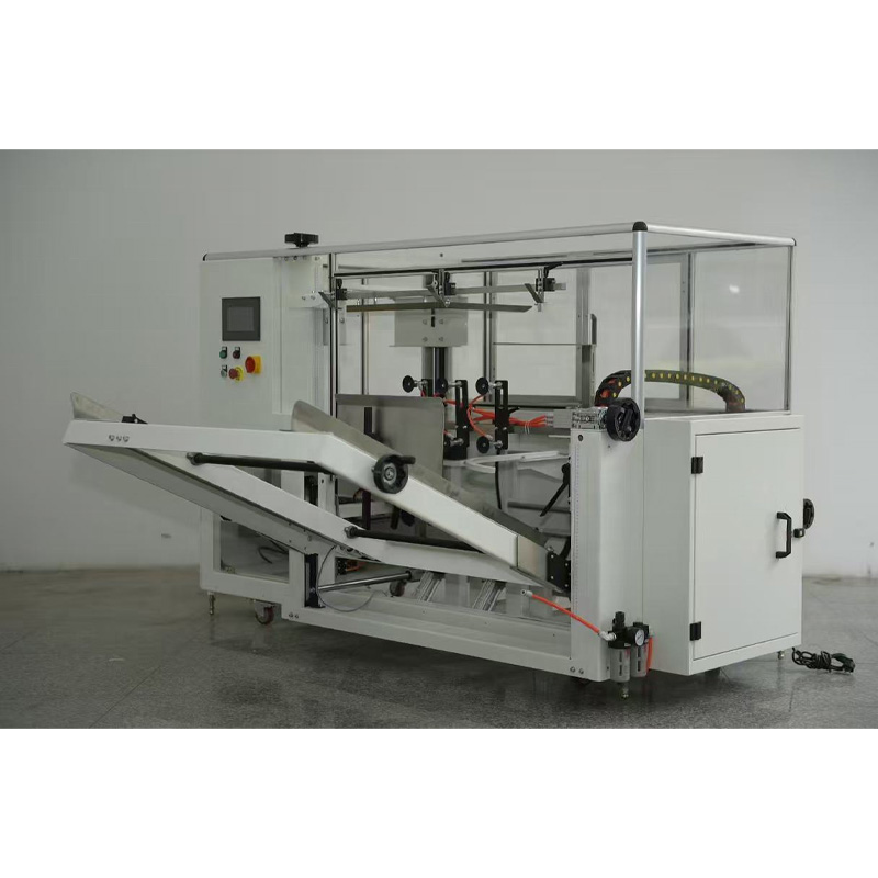 Display image of a vertical carton opening machine.