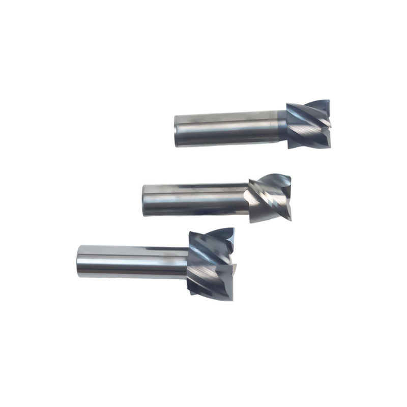 High rigidity 4-flute CNC milling tool multi-angle view.