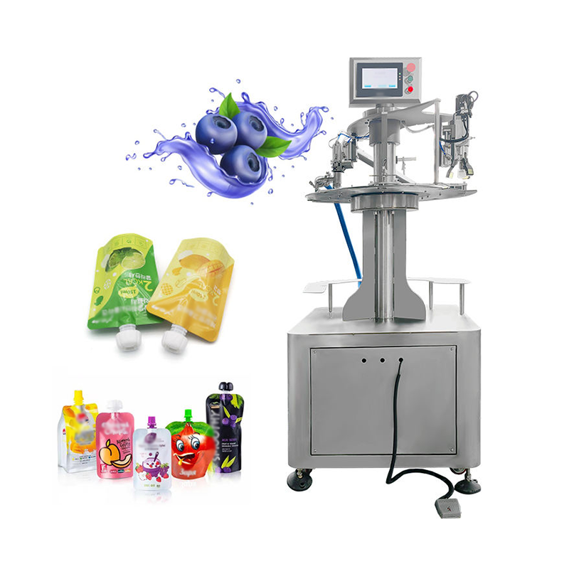 The spout pouch liquid packaging machine is made of stainless steel.