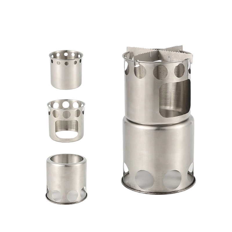 This outdoor stove and cookware set is easy to assemble and disassemble.