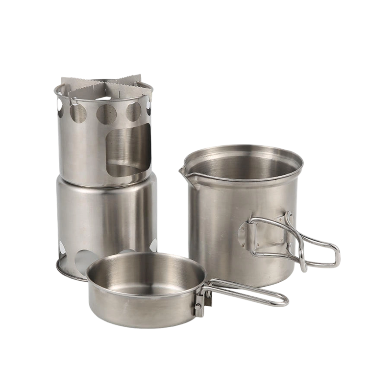 This outdoor stove and cookware set is perfect for campers.