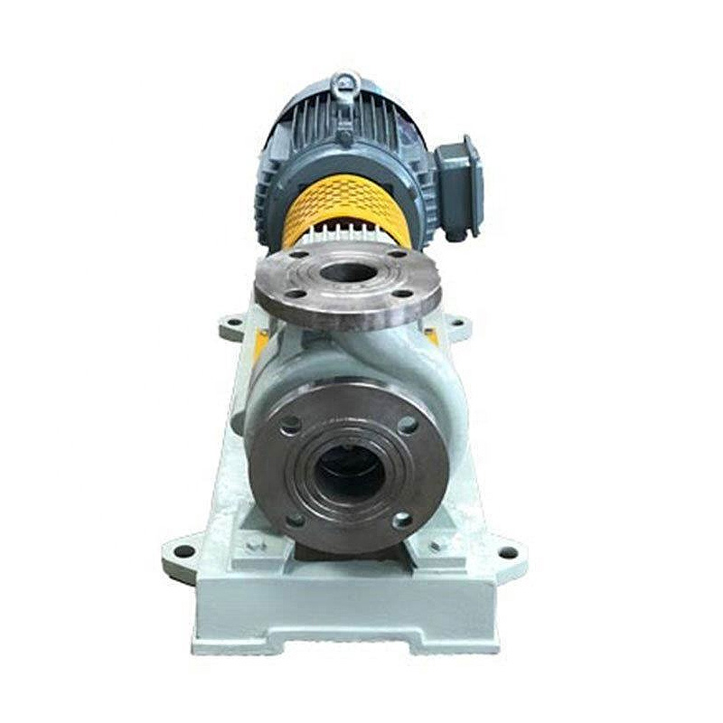 Front view of a stainless steel chemical peristaltic pump.