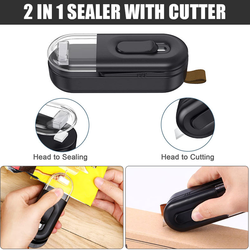 The portable 2-in-1 snack cutting and sealing machine is exquisitely small and compact.