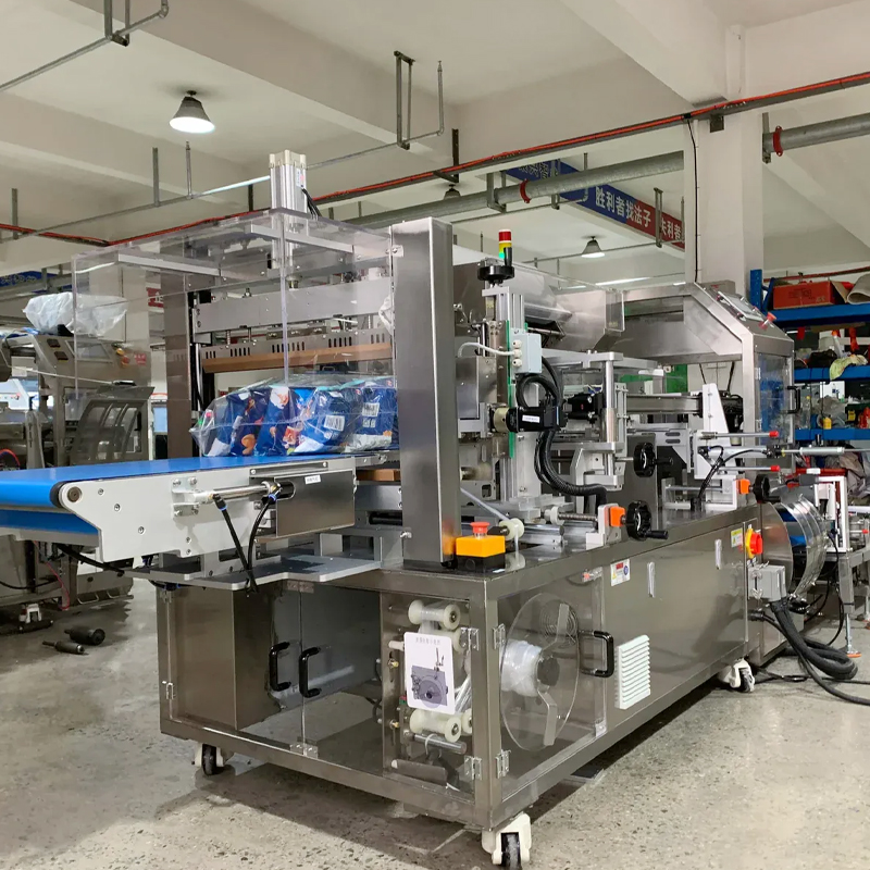 Automatic bagging machine working in factory for food and pharmaceutical packaging