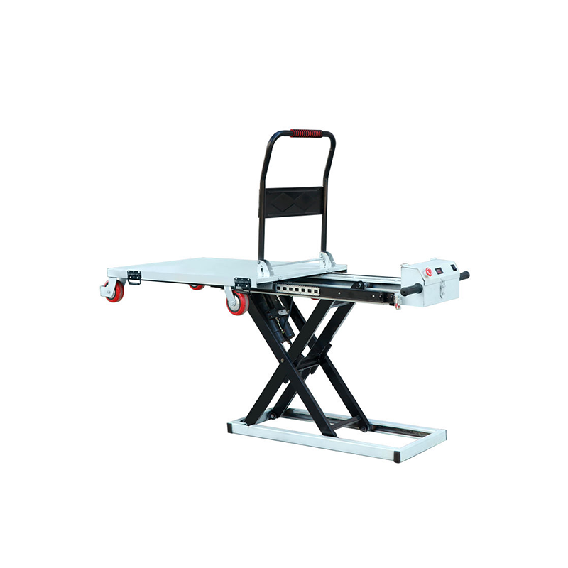 The small portable handling platform equipped with a scissor lift has reliable load-bearing capacity.