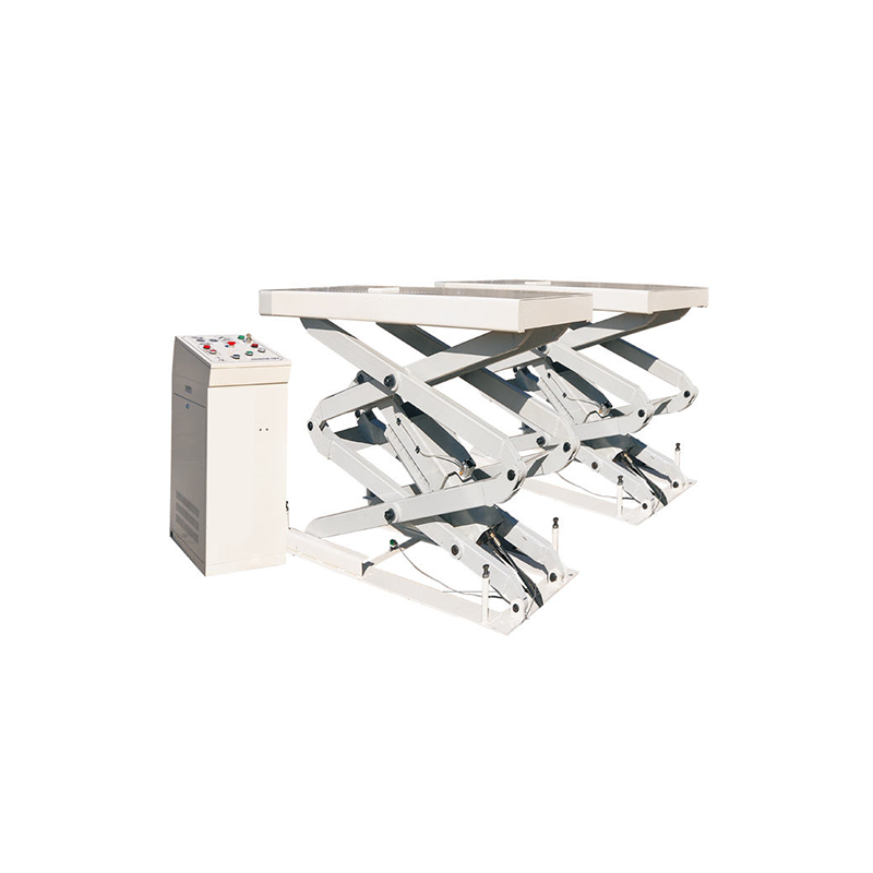 The scissor lift is made entirely of steel.