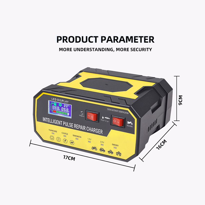 The automatic smart lead-acid battery charger features high-power fast charging.