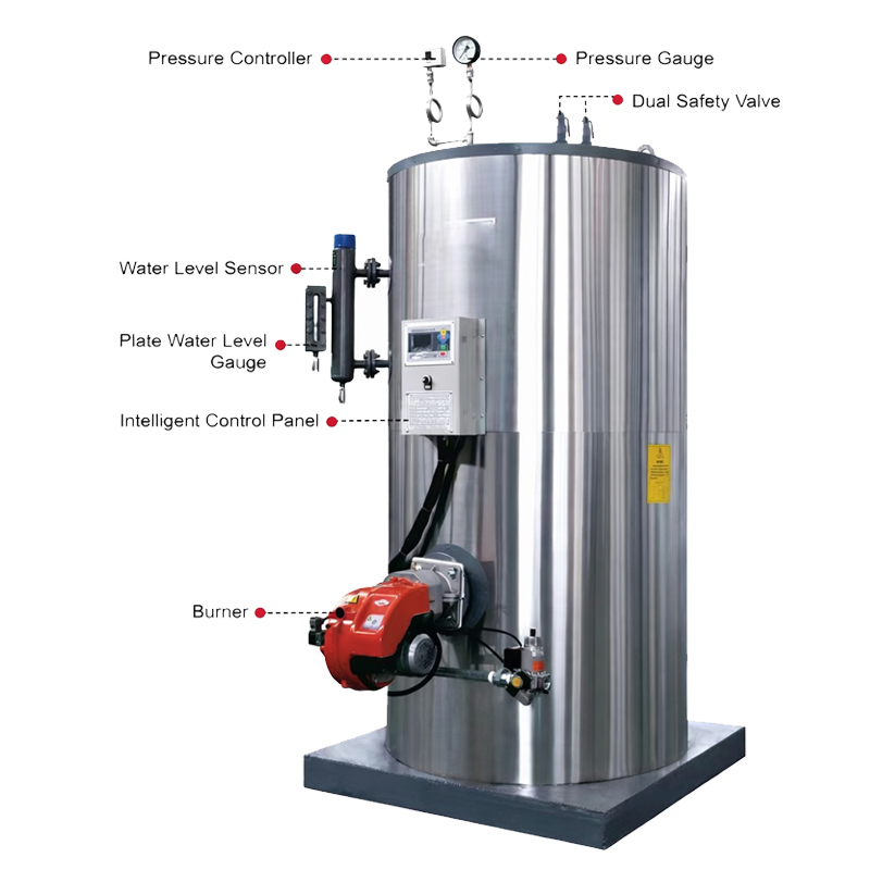 vertical steam boiler side view industrial equipment