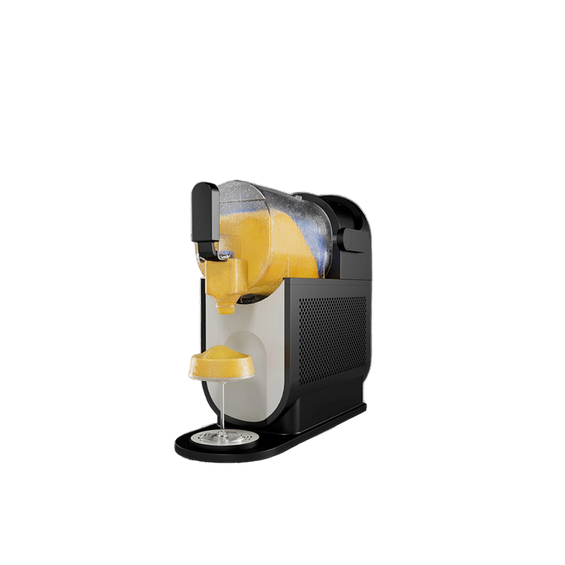 The compact desktop snowflake ice machine doesn't take up much space.