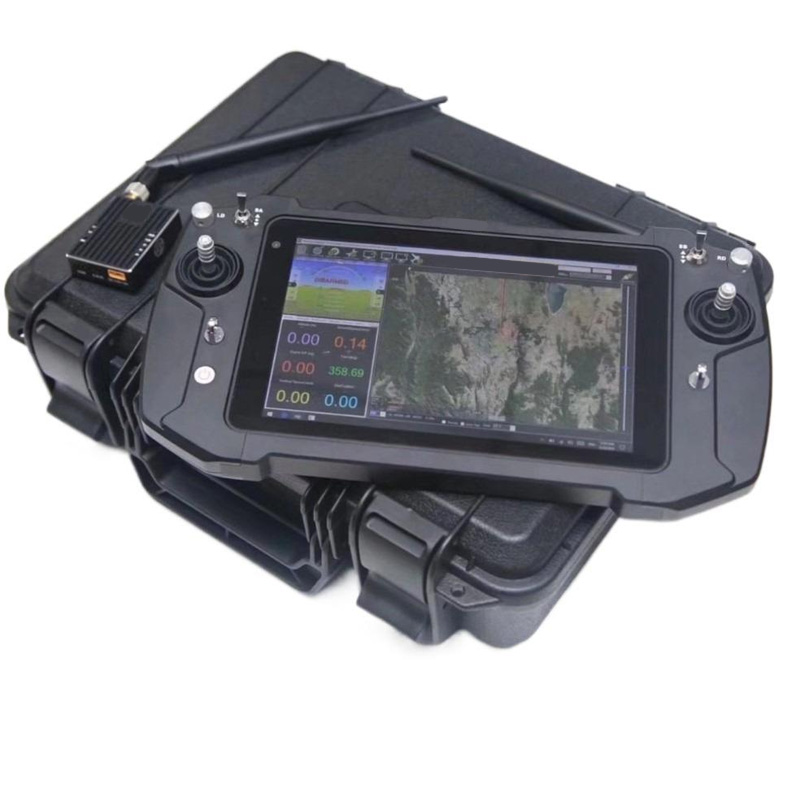 The ground station is equipped with an 8-inch IPS high-definition touchscreen.