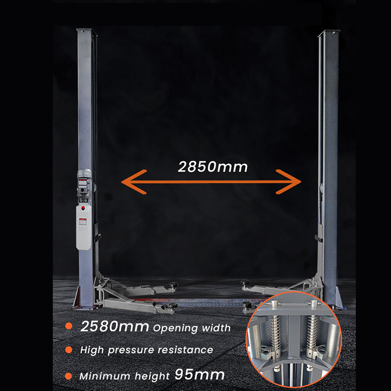 The high-performance double column hydraulic lift meets the practical needs of the car shop.
