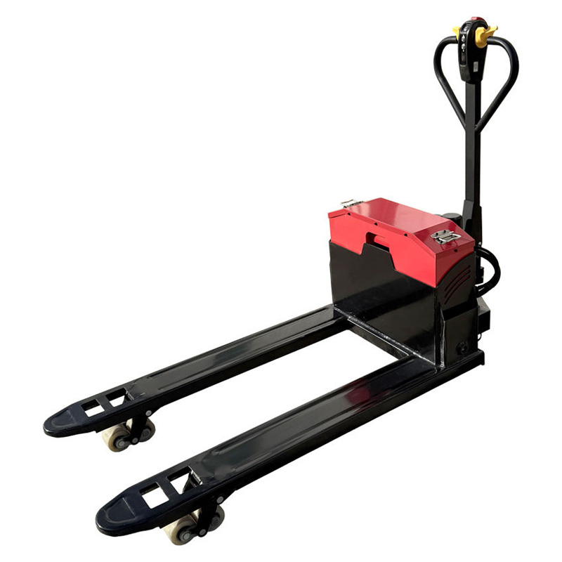 Pallet jack for factory lead-acid battery view.