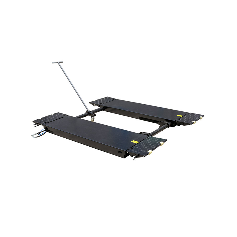 The portable, movable low-profile vehicle lift has a simple overall structure