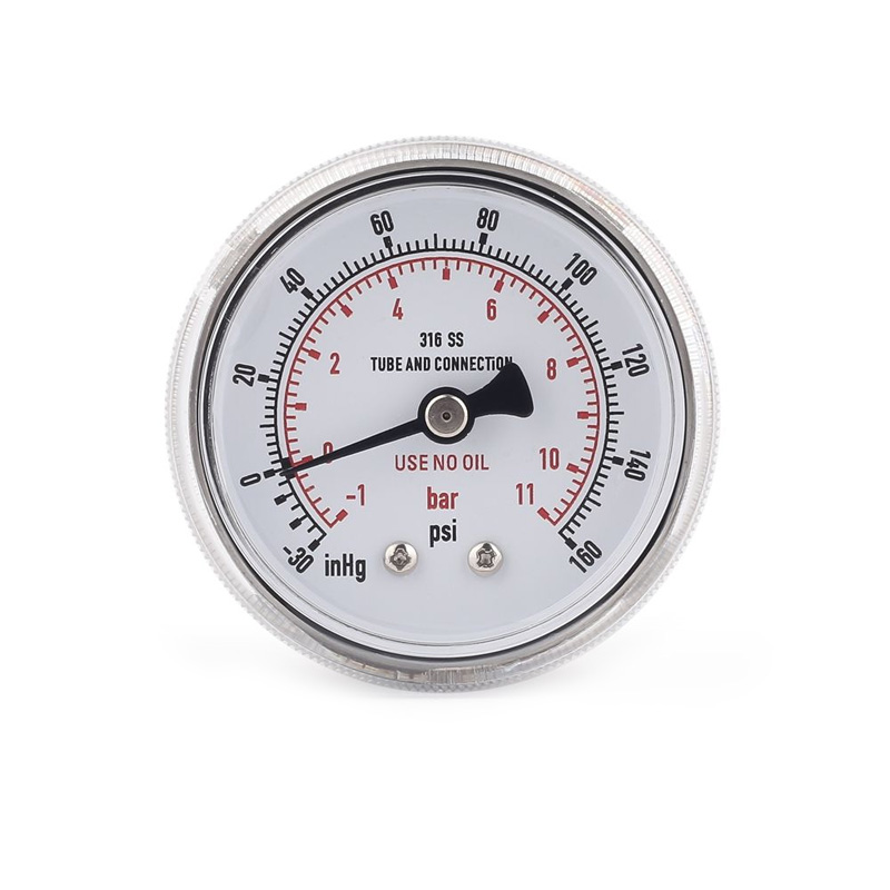 1/4" axial pressure gauge for panel mount view.