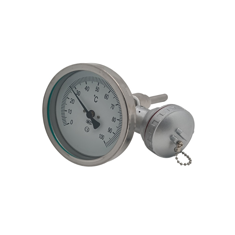 4-20mA SS304 temperature gauge multi-angle view.