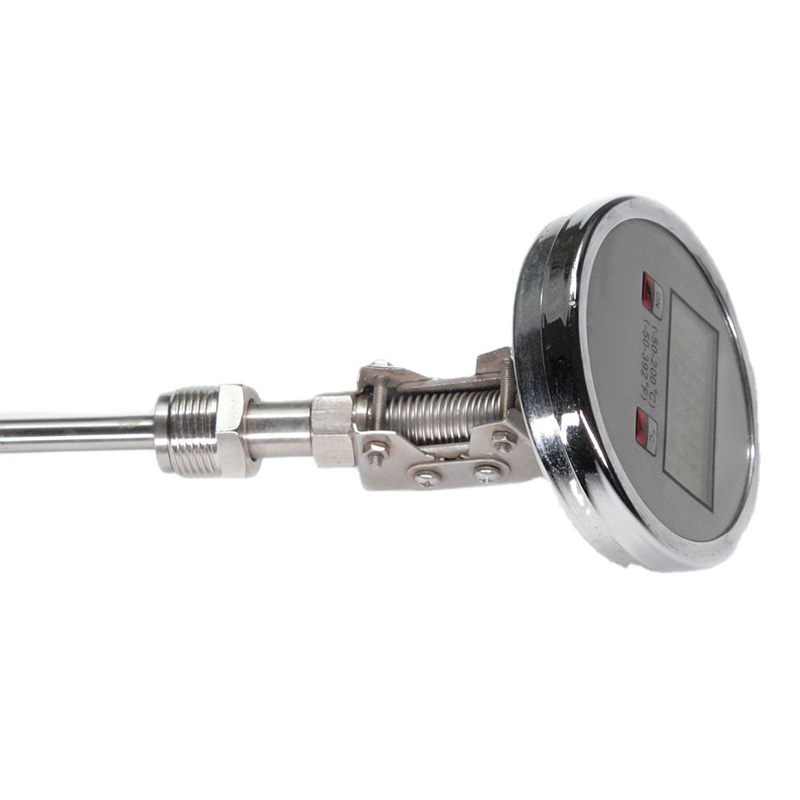 Digital boiler thermometer multi-angle structure view.