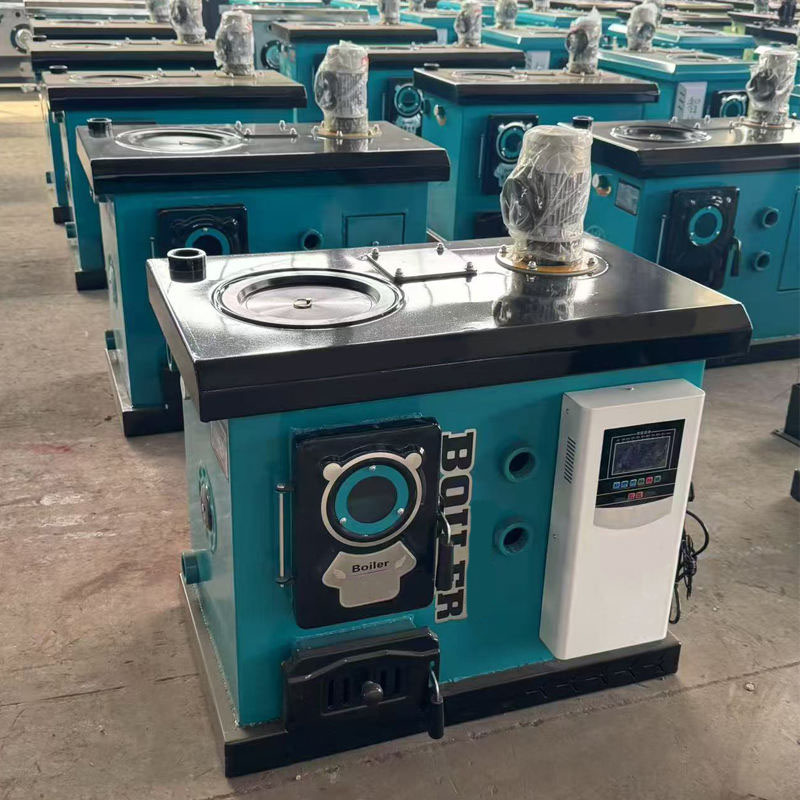 axial view of coal-fired wood water heater equipment
