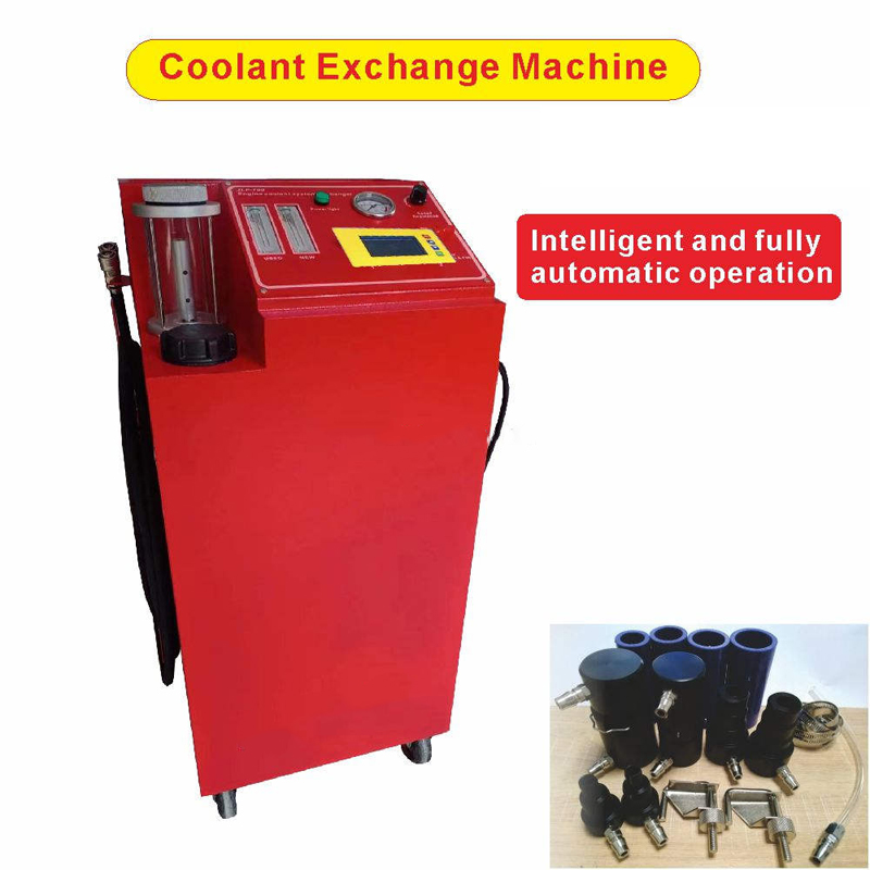 automotive engine coolant flushing machine in workshop