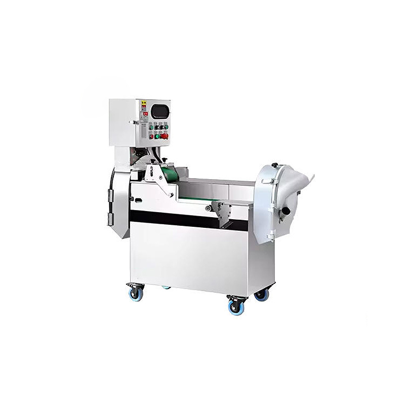 High capacity vegetable cutter for factory kitchen use.