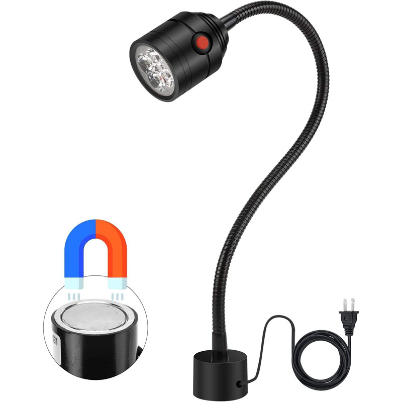 Flexible LED machine light with magnetic base.