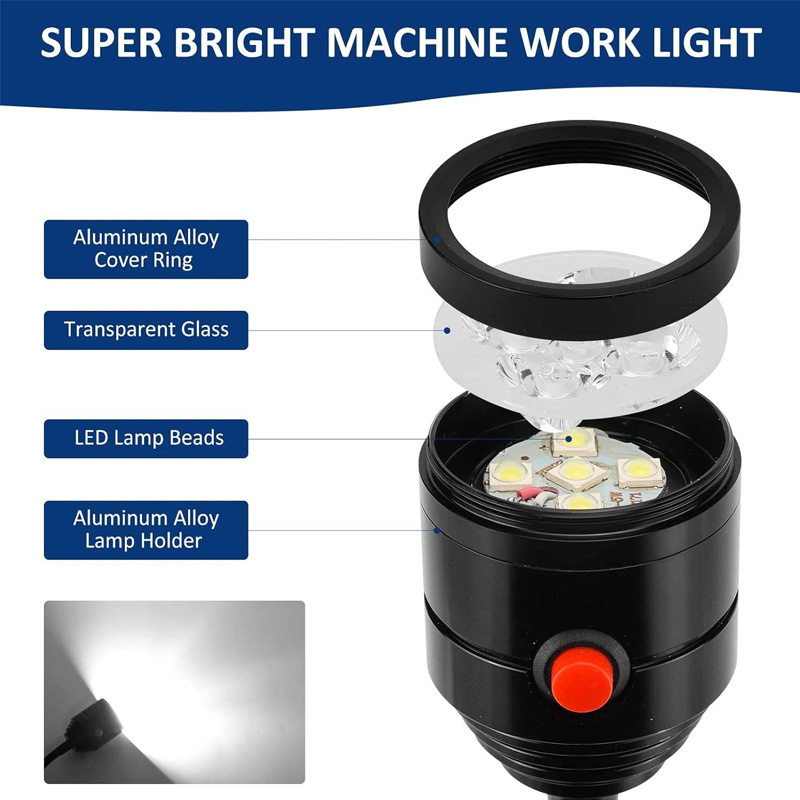 Internal details of the magnetic base lamp.