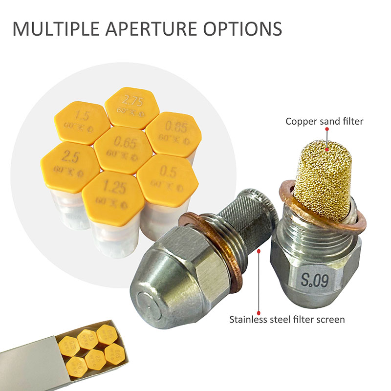 the burner nozzle has multiple aperture options to choose from