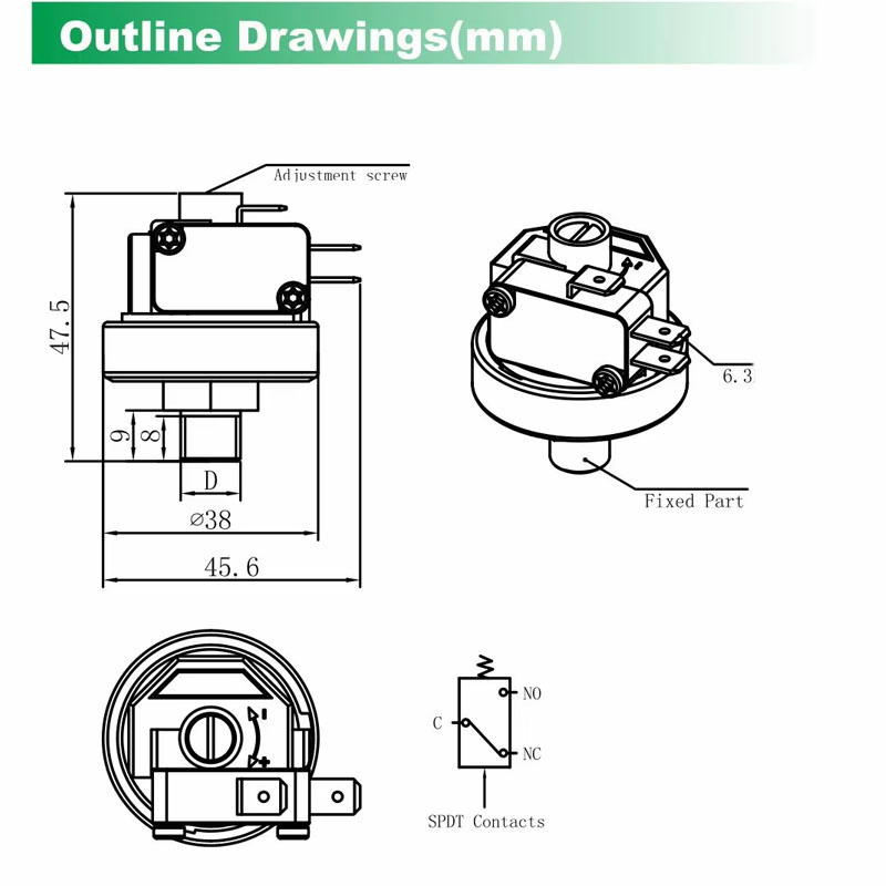 steam iron pressure switch adjustable, safe and explosion-proof