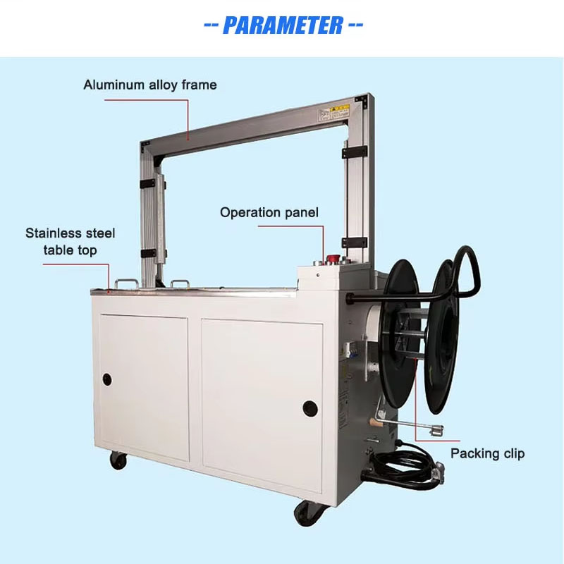 Automatic case strapping machine for industrial packaging tasks