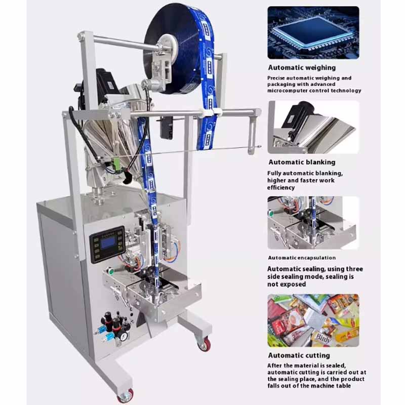 Automatic feeding system ensures smooth pouch handling.