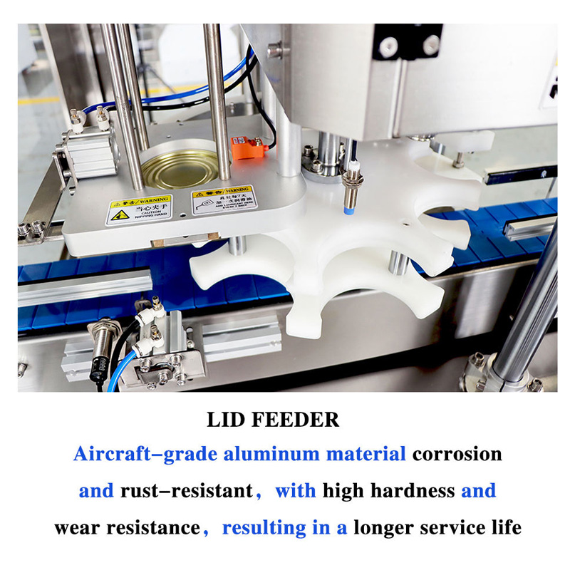 Automatic can feeding into the capping station for precise sealing.