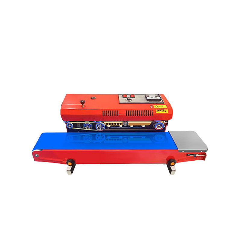 Continuous band sealer for plastic bag sealing.