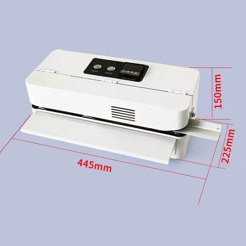 Dimensions of a horizontal continuous sealing machine.