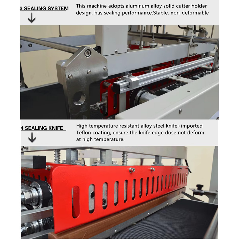 Details of an automatic heat shrink sealing machine.