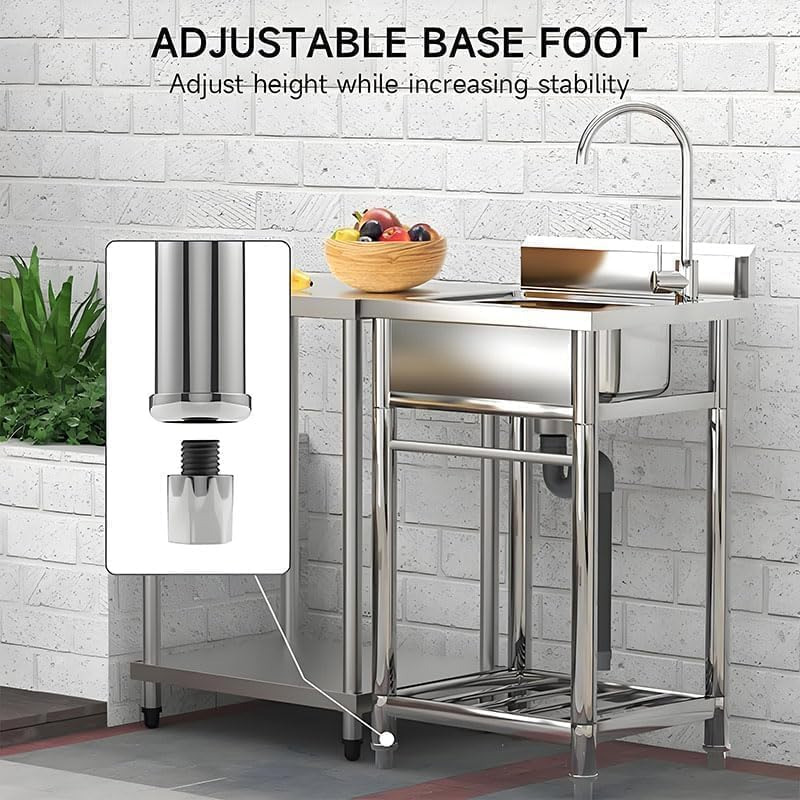 Durable stainless steel commercial sink with pull-out faucet