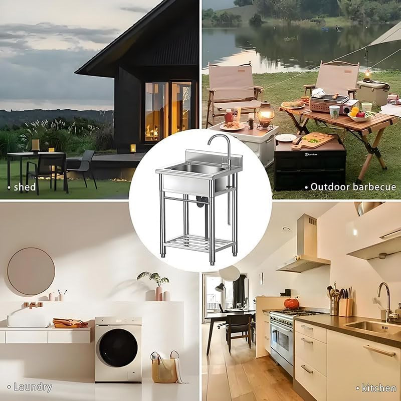 Commercial sink for patio, backyard, kitchen, or garage cleaning