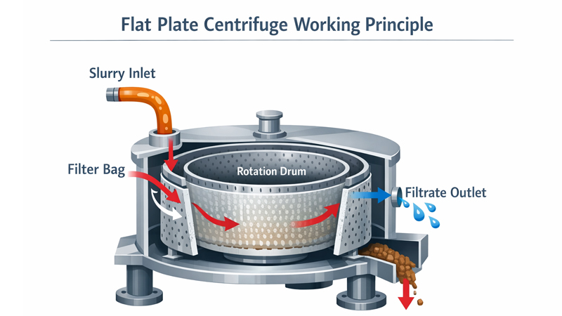 Working principle diagram of a plate centrifuge