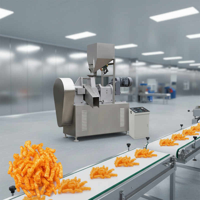 High output machine for corn snack manufacturing.