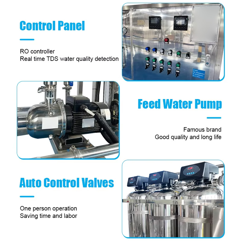Mineral water RO system 500L/H close-up.